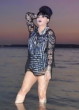 Kelly went skinny dipping in the lusty lagoon and finishes her night with hot creamy cum