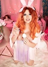 Horny Easter bunny baby Bailey Jay plays with her ass and cock for the holiday