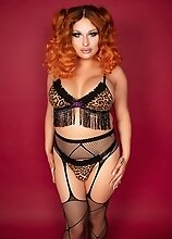 Bailey Jay in sexy cheetah fishnets horny for some holes to fuck right now