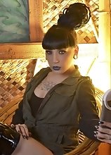 Kelly in a Sexy Safari Outfit Jacked Her Cock So Hard and Blasts Her Cum All Over the Place