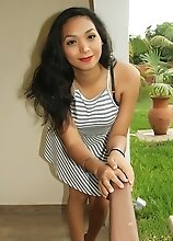 Stripe dress with no panties